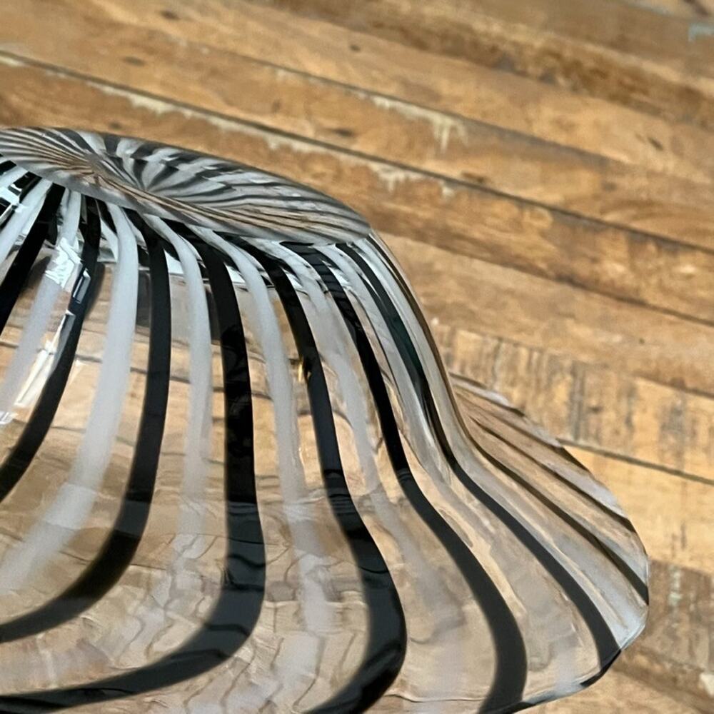 Dino Martens Murano Art Glass Freeform Bowl Mezza Filigrana Bianco Nero - Picture 13 of 16
